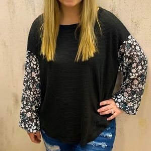 Black Floral Sleeve Shirt